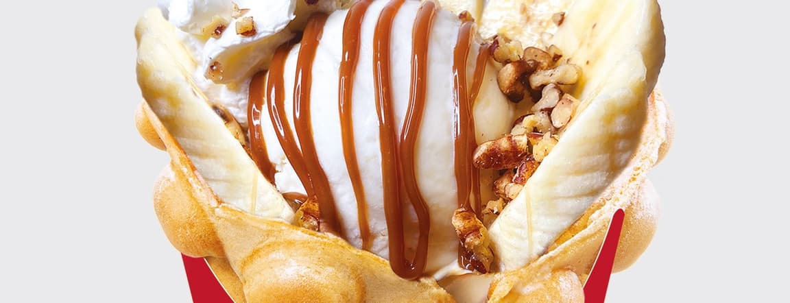 Bubble Waffle Nutty Banana