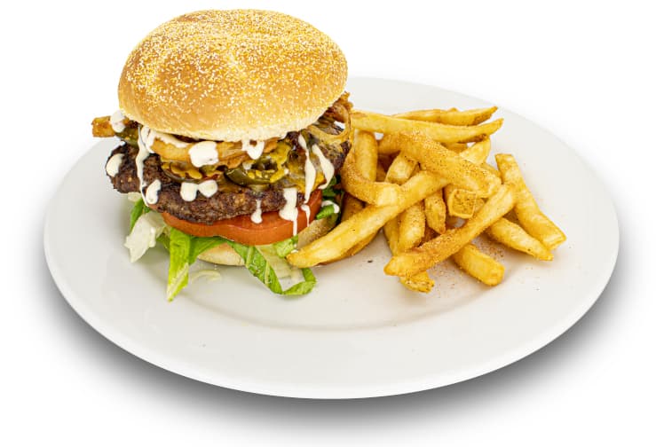 Jalapeño & onion straw burger