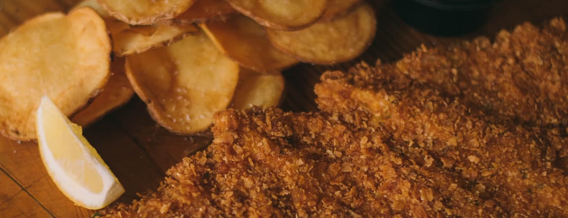 Chicken Breast Breaded Whith French Fries