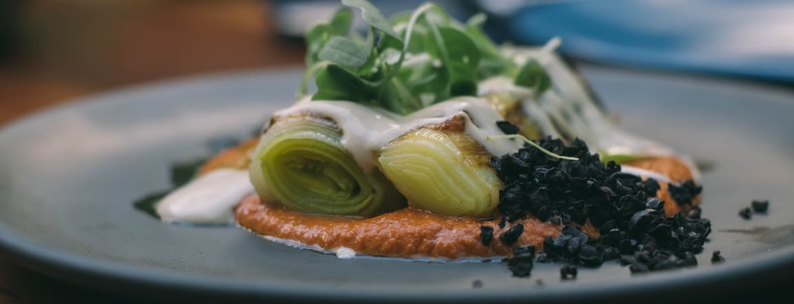 Leek in romesco sauce