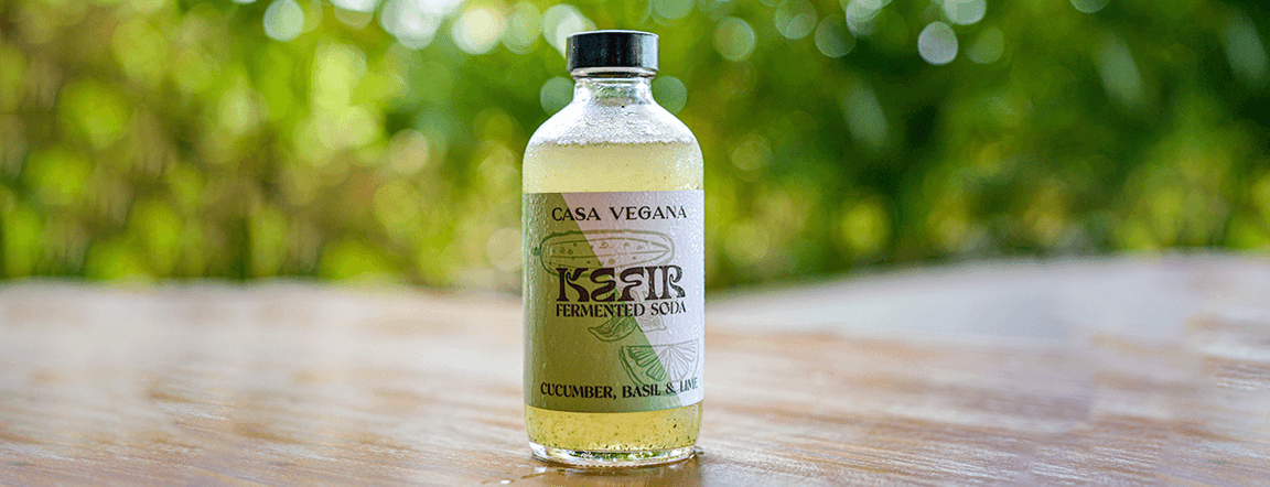 Cucumber, basil and lime kefir soda