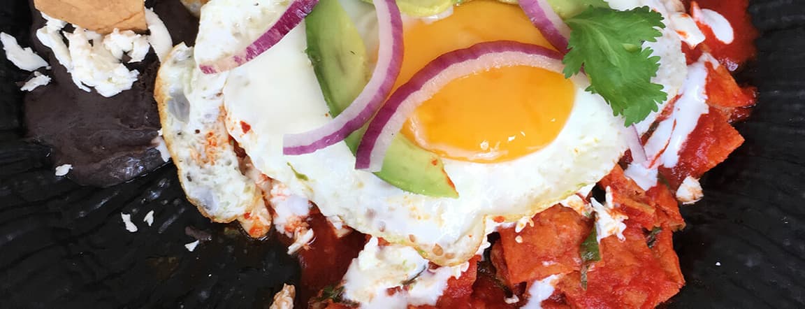 Red sauce chilaquiles