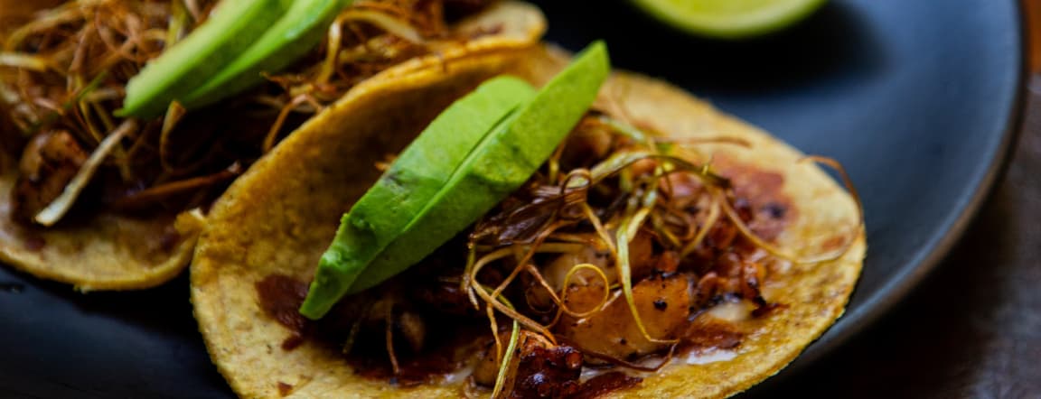 Garlic octopus tacos