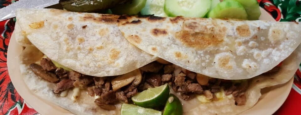 Taco ranchero flour tortilla and cheese