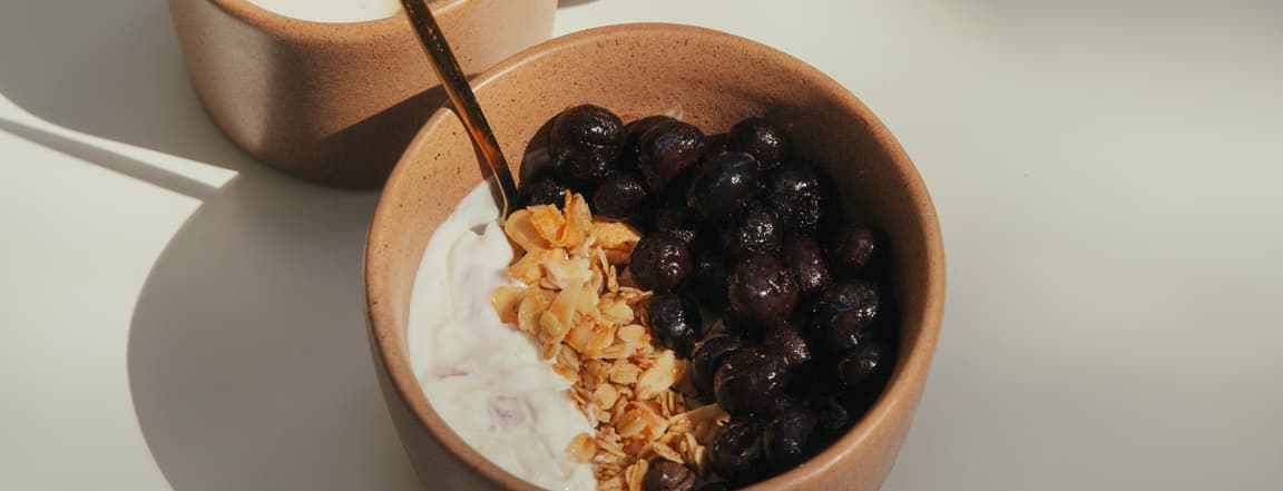 20 Gr protein greek yogurt with berries and granola