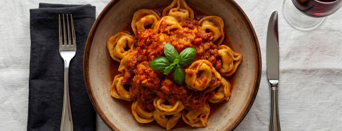 Meat ravioli bolognese