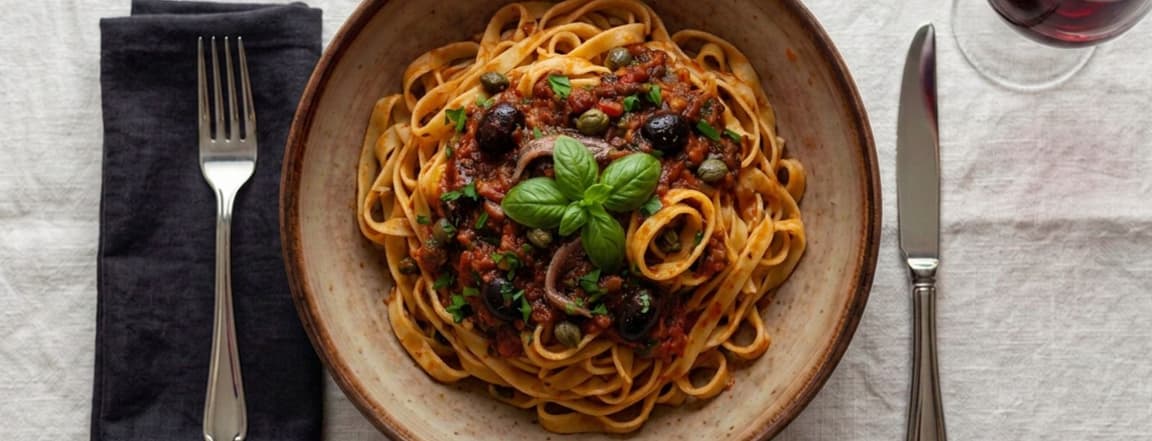 Tagliatelle mediterranea sauce