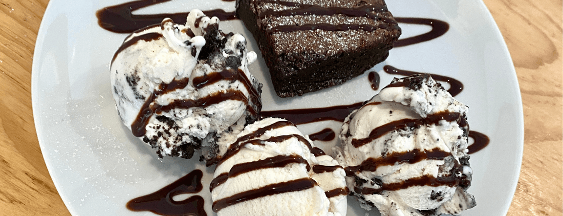 Homemade brownie & gelato