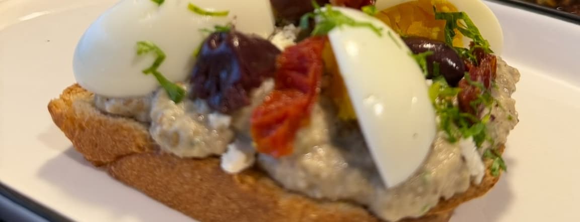 Grilled eggplant (baba ghanush) toast