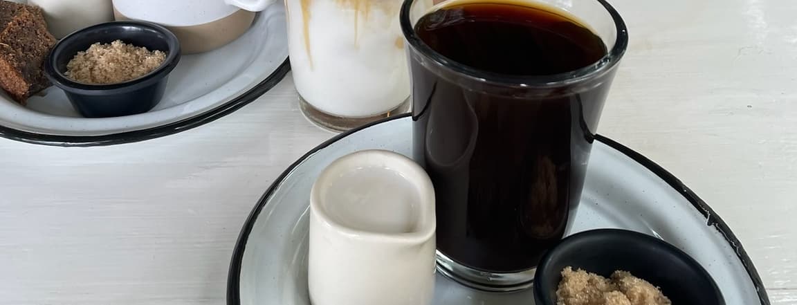Iced activating americano coffee + brownie/bananabread small sample
