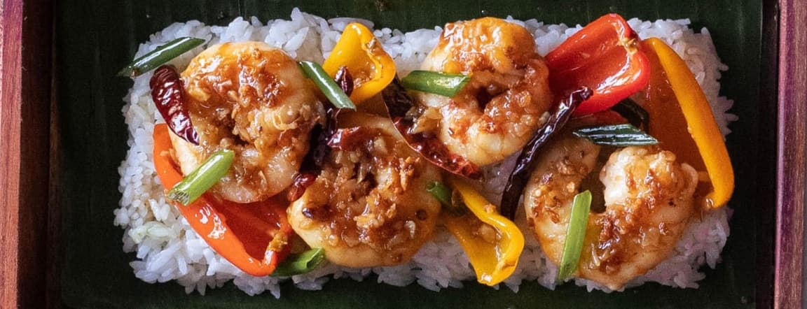 Chile garlic shrimp stir fry