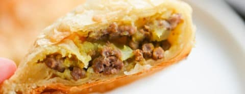 Two samosas - beef with green peas
