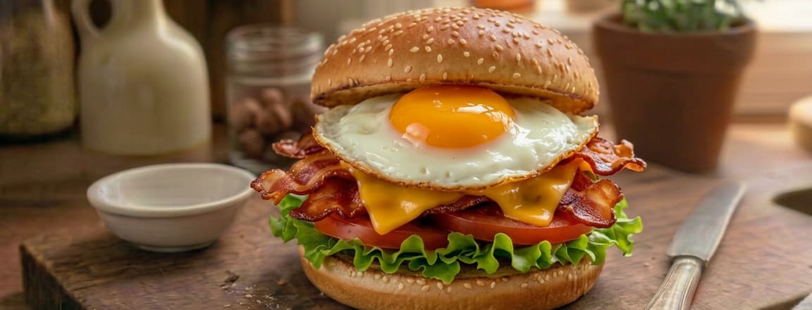 Bacon burger with fried egg ( no burger meat)