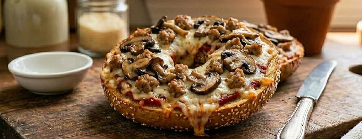 Mushrooms and sausage pizza