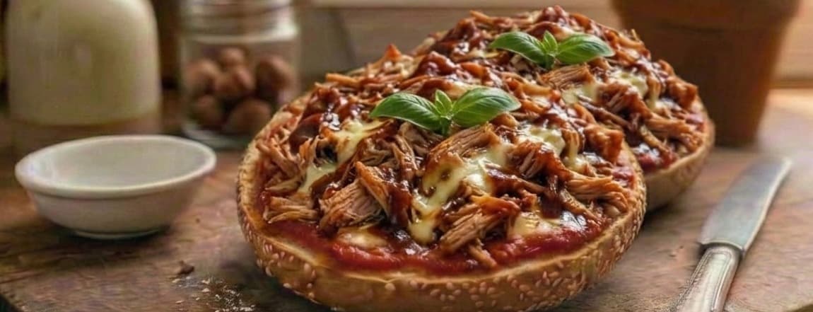 Pulled bbq pork ribs pizza