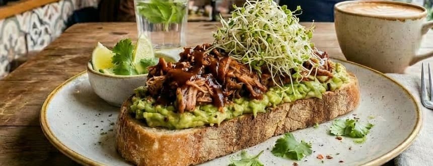 Pulled bbq pork ribs avocado toast