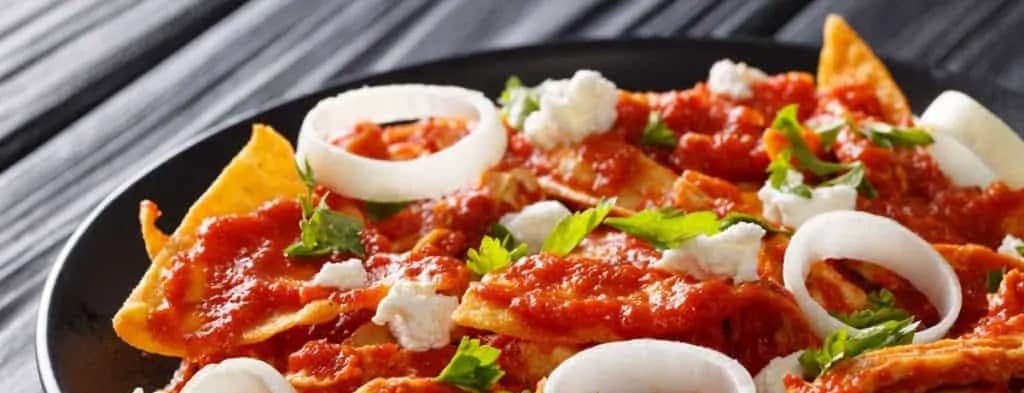 Red sauce chilaquiles
