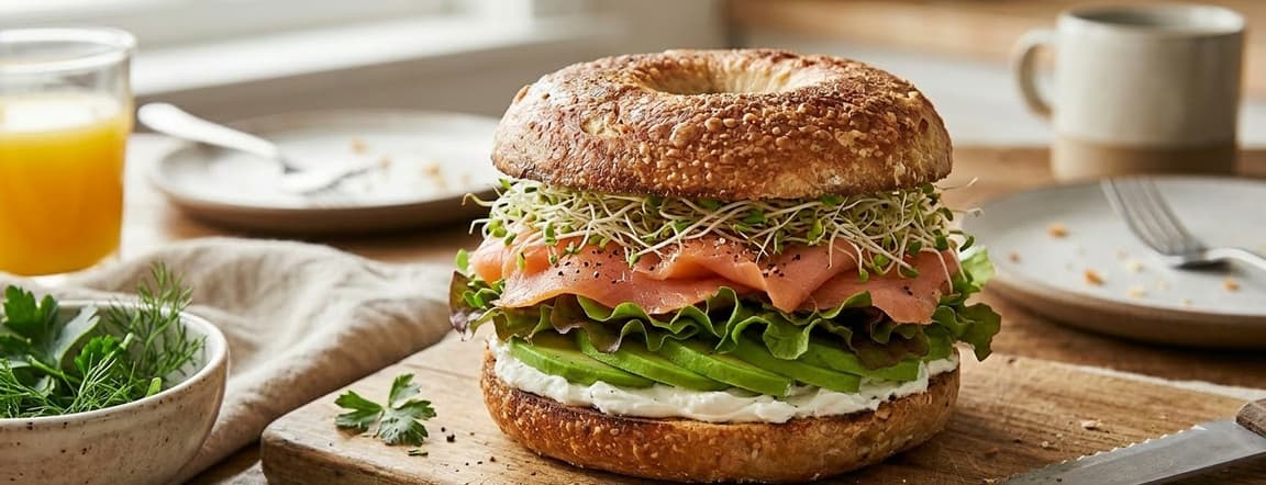 Smoked salmon bagel