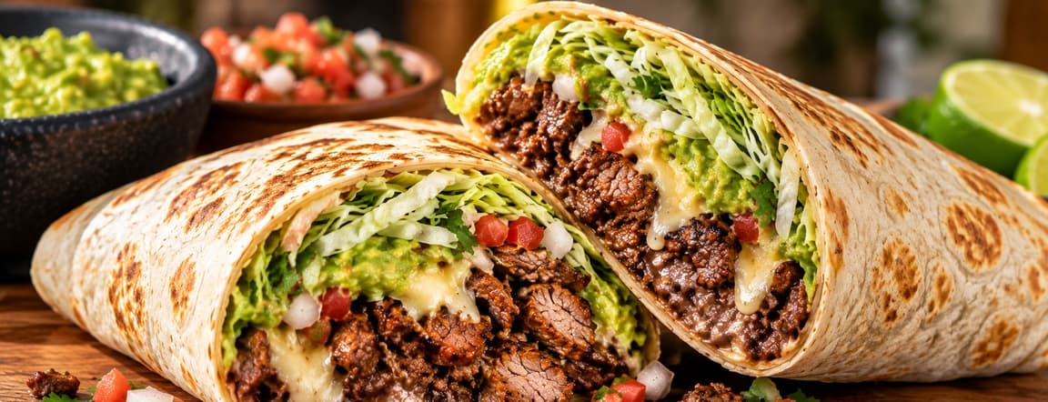 Grilled beef burrito