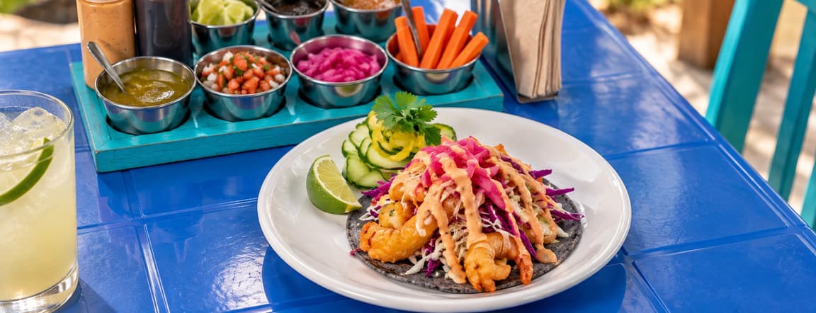 Big shrimp baja style taco