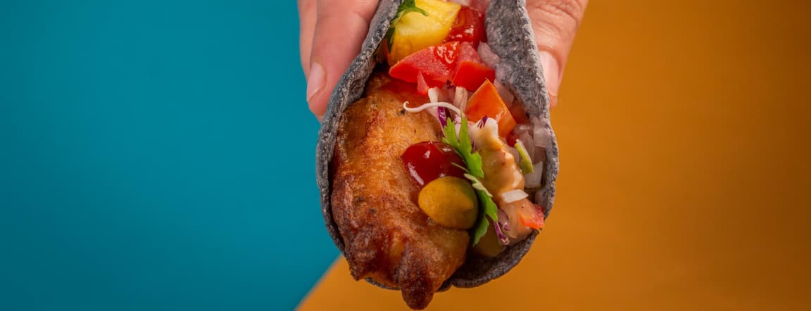 Big shrimp baja style taco