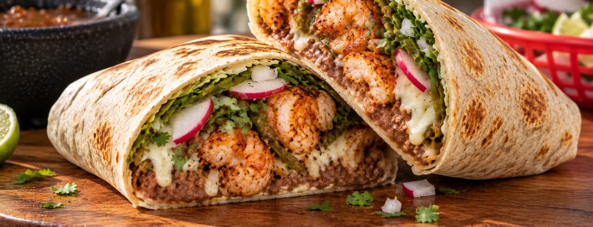 Adobo shrimp burrito