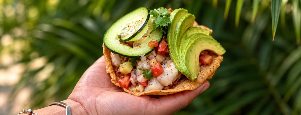 Fish ceviche tostada