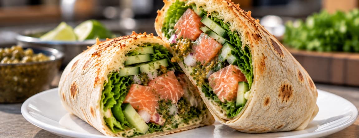 Fresh salmon, wrap