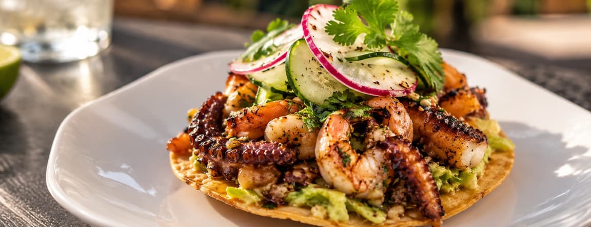 Octopus and calamari tostada