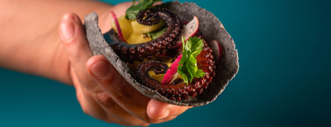 Octopus taco al pastor