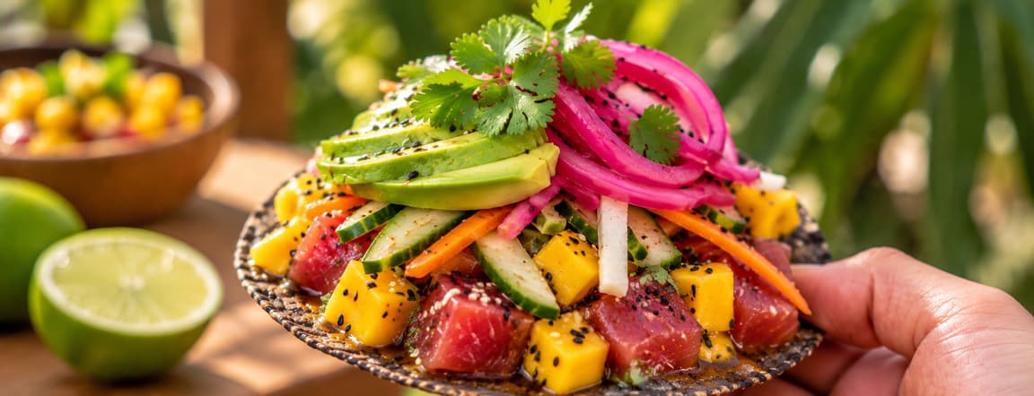 Tuna, mango tostada