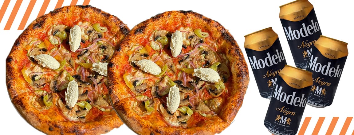 2 Pizzas + 4 beers
