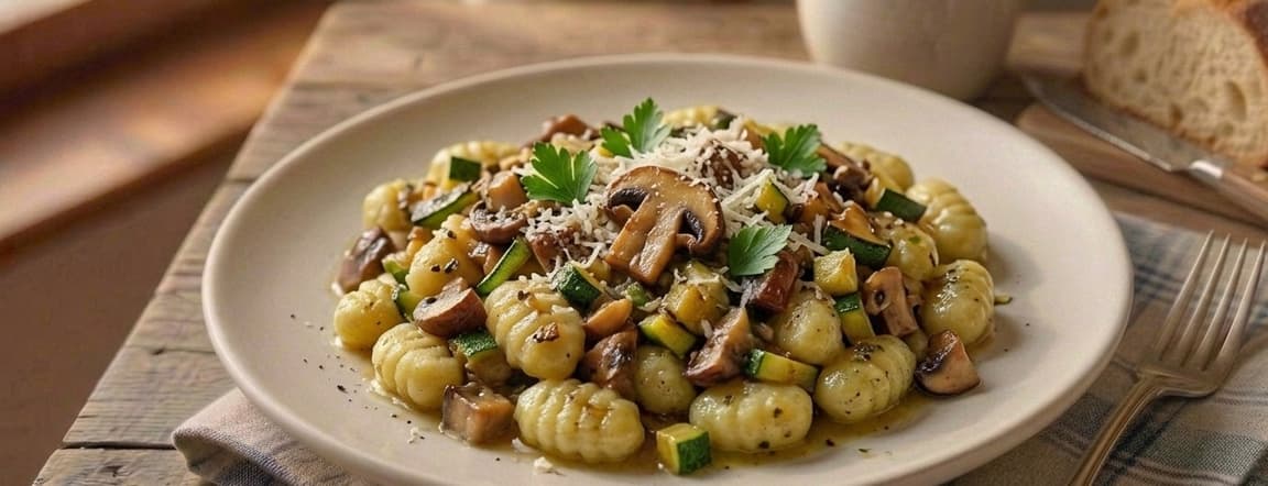 Gnocchi with zucchini and mushrooms