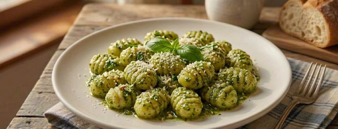 Pesto sauce gnocchi