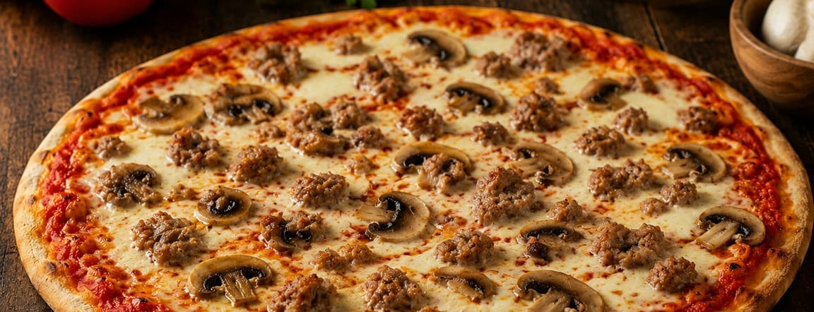 Sausage and mushroom pizza