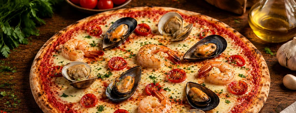 Seafood pizza