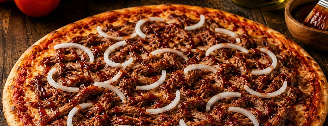 Pizza costillas bbq