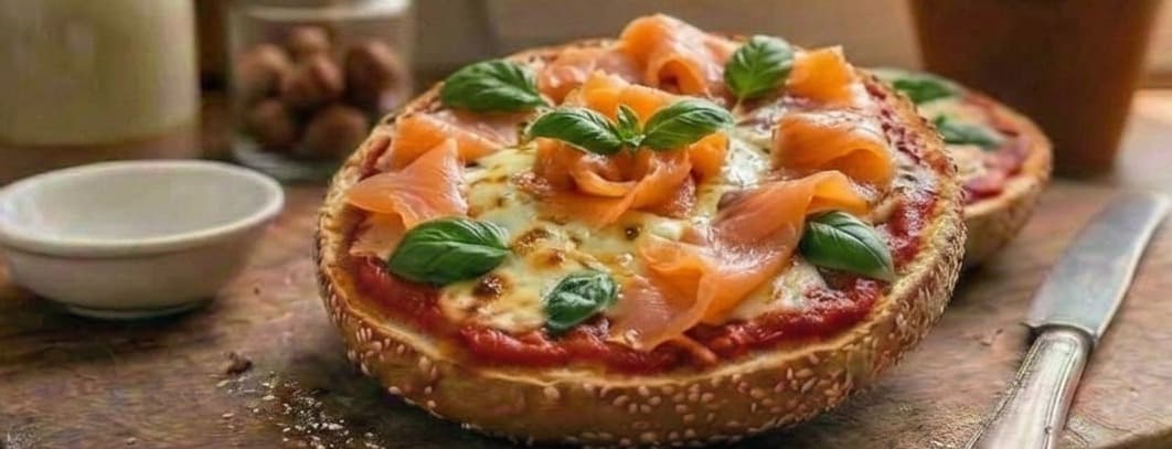 Pizza bagel salmon ahumado