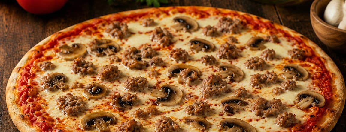 Pizza champinones y chorizo