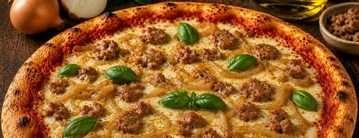 Pizza chorizo y cebolla