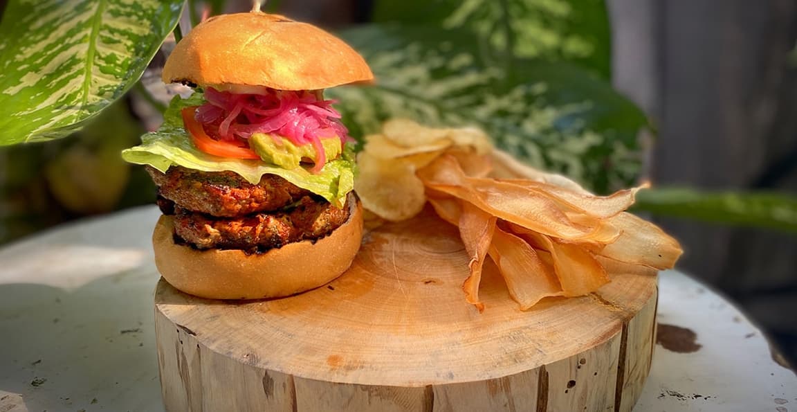 Hamburger double meat pork includes double french fries