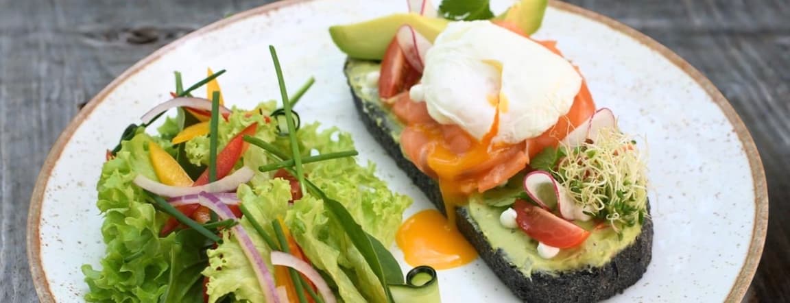 Avocado toast with salad