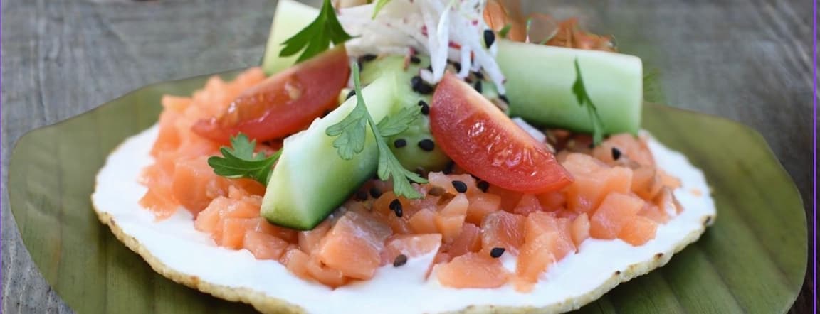 Gravlax salmon tostadas