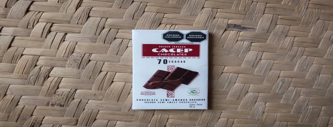 Cacep organic semi-bitter chocolate 70% cocoa. 85gr