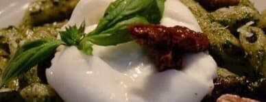 Pesto with burrata and dried tomato