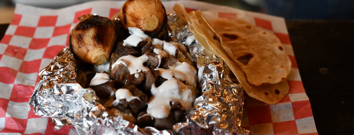 Grilled potato with beef