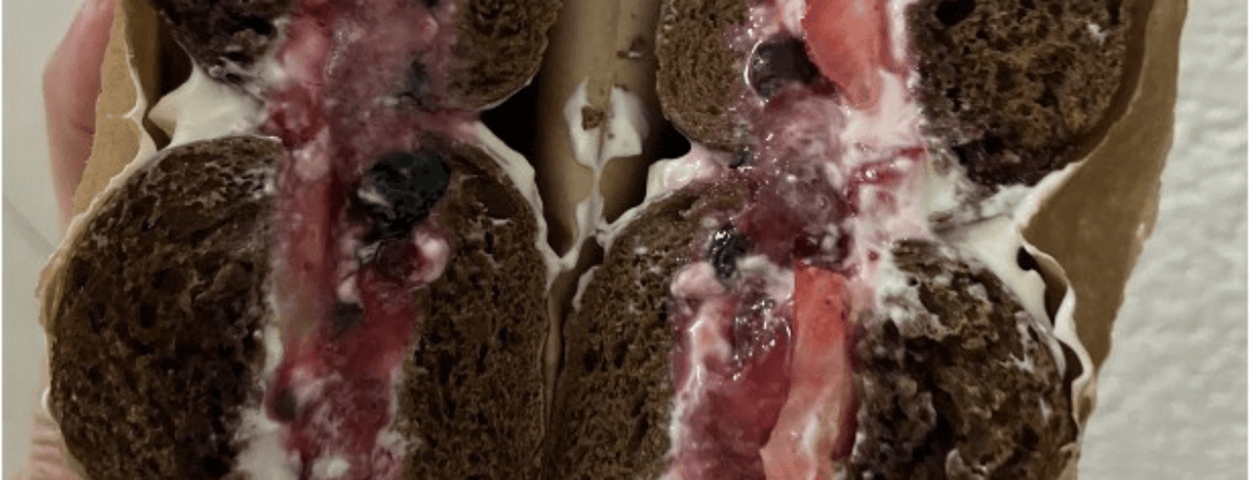 Red berries and cream cheese bagel