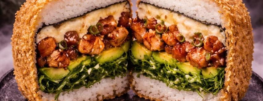 Teriyaki chicken sushi burguer