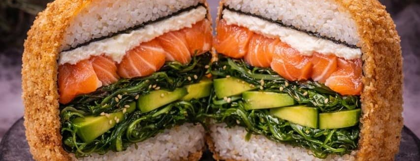 Salmon sushi burguer