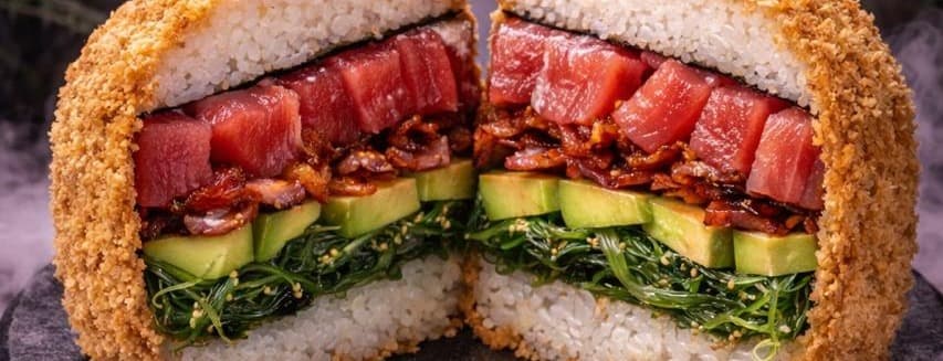 Spicy tuna sushi burguer